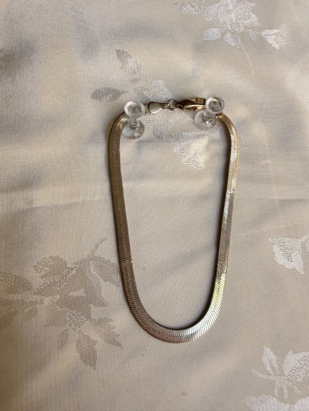 Vintage Silver-Tone Herringbone Chain Bracelet